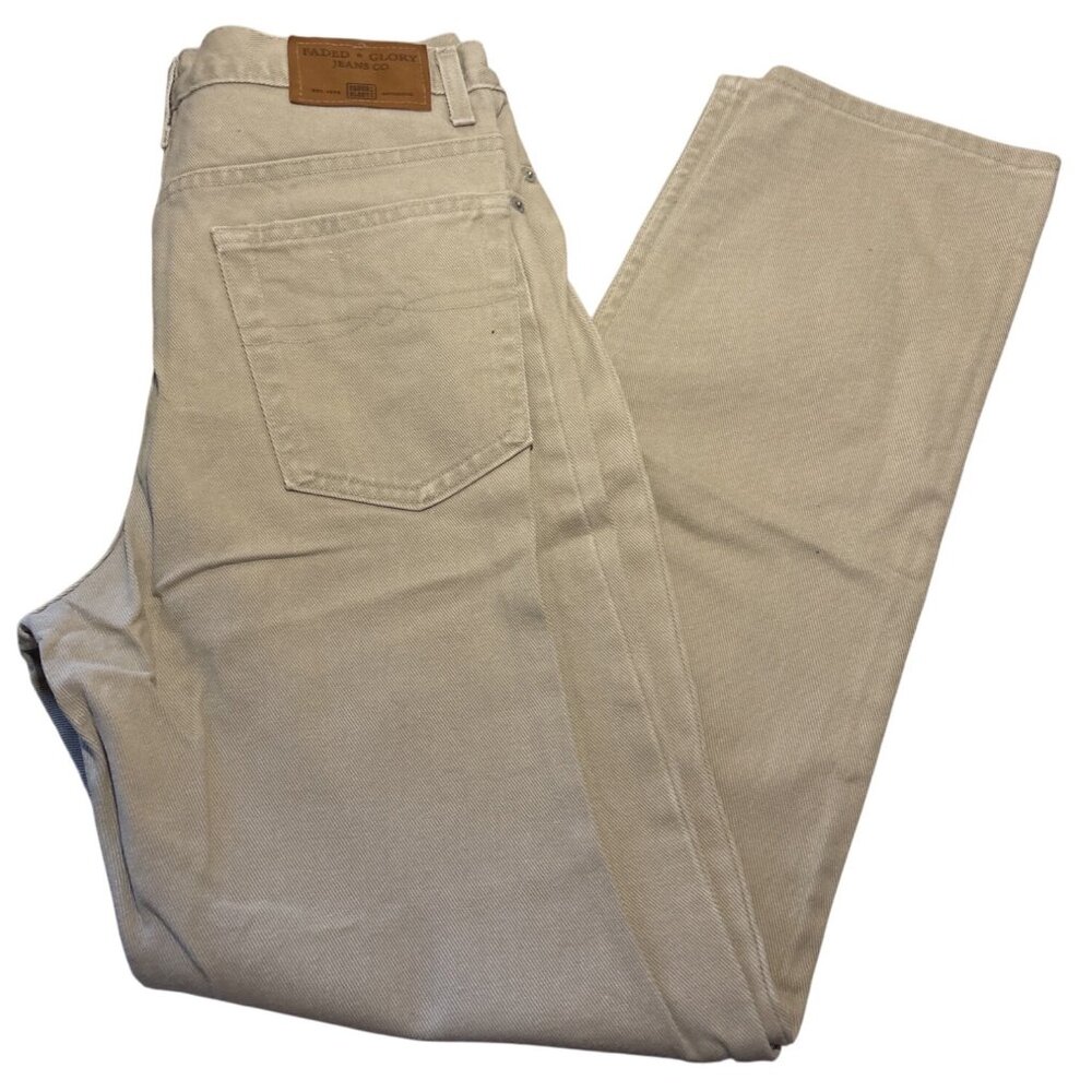 Faded Glory Mens Beige Jeans 33x32 100% Cotton Denim Made In USA Straight-Leg